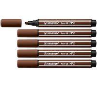 STABILO - Rotulador premium con punta biselada gruesa - Pen 68 MAX - Pack de 5 - marrón