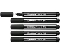STABILO - Rotulador premium con punta biselada gruesa - Pen 68 MAX - Pack de 5 - negro