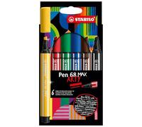 STABILO Rotulador premium Pen 68 MAX ARTY Punta biselada gruesa Estuche 6 colores