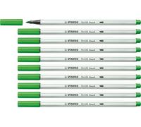 STABILO - Rotulador premium con punta de pincel para grosores de línea variables - Pen 68 brush - Pack de 10 - verde claro