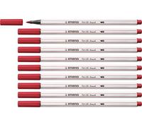 STABILO - Rotulador premium con punta de pincel para grosores de línea variables - Pen 68 brush - Pack de 10 - rojo oscuro