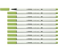 STABILO - Rotulador premium con punta de pincel para grosores de línea variables - Pen 68 brush - Pack de 10 - pistacho