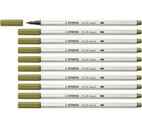 STABILO - Rotulador premium con punta de pincel para grosores de línea variables - Pen 68 brush - Pack de 10 - verde barro