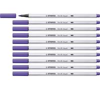 STABILO - Rotulador premium con punta de pincel para grosores de línea variables - Pen 68 brush - Pack de 10 - violeta