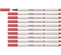 STABILO - Rotulador premium con punta de pincel para grosores de línea variables - Pen 68 brush - Pack de 10 - rojo óxido