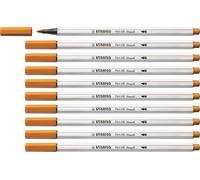 STABILO - Rotulador premium con punta de pincel para grosores de línea variables - Pen 68 brush - Pack de 10 - ocre oscuro
