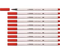 STABILO - Rotulador premium con punta de pincel para grosores de línea variables - Pen 68 brush - Pack de 10 - rojo carmín