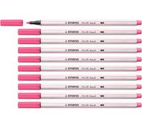 STABILO - Rotulador premium con punta de pincel para grosores de línea variables - Pen 68 brush - Pack de 10 - rosa