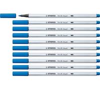 STABILO - Rotulador premium con punta de pincel para grosores de línea variables - Pen 68 brush - Pack de 10 - azul oscuro