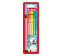 STABILO Rotulador premium Pen 68, estuche de 6 colores neón