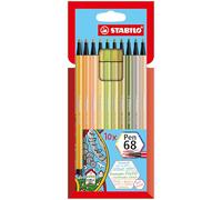 STABILO Rotulador premium Pen 68 – Pack de 10 colores diferentes, colores suaves