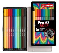 STABILO - rotulador premium - Pen 68 | ARTY, estuche de metal de 10