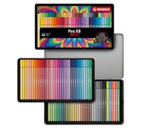 STABILO - Rotulador premium - Pen 68 - ARTY - Estuche metálico de 66-65 colores diferentes
