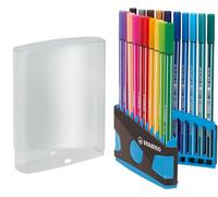 STABILO Rotulador premium Pen 68 - Estuche ColorParade antracita/azul claro, 20 colores, con gancho