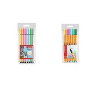 STABILO Rotulador premium Pen 68 - Estuche con 8 colores & Rotulador puntafina point 88 - Estuche con 8 colores pastel, multicolor