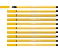 Bolígrafo de fieltro de alta calidad - STABILO Pen 68 - Paquete de 10 - color amarillo