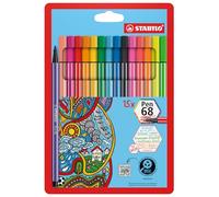 STABILO Rotuladores Pen 68 Estuche 15 colores surtidos (5 neón) Punta M