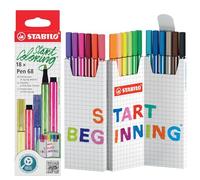 STABILO Rotulador premium Pen 68 – Estuche de cartón en zigzag 18 colores