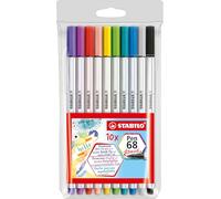 STABILO - Rotulador premium Pen 68 Brush - Punta de pincel, grosores variables - Estuche 10 colores