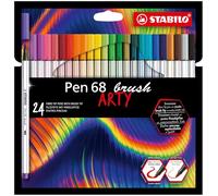 STABILO Rotulador premium Pen 68 Brush ARTY - punta de pincel, estuche 24 colores diferentes