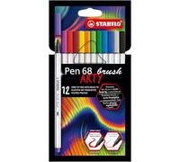 STABILO Rotulador premium Pen 68 brush ARTY – punta de pincel, estuche 12 colores