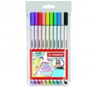STABILO - Rotulador premium Pen 68 Brush - Punta de pincel, grosores variables - Estuche 10 colores