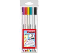 STABILO Rotulador premium Pen 68 brush con punta de pincel - Estuche 6 colores