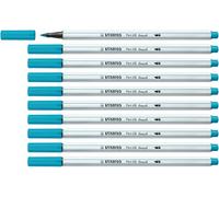 STABILO - rotulador premium punta de pincel - Pen 68 brush | ancho de línea variable, pack de 10, azul claro