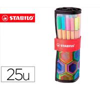 Stabilo Rotulador Punta de Fibra Point 88 Art Estuche Rollerset 25 Unidades Colores Surtidos Trazo 0,4 mm