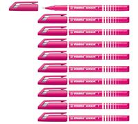 STABILO - Rotulador punta fina con amortiguación - SENSOR F - punta fina - Pack de 10 - rosa