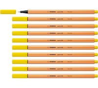 STABILO Rotulador de punta fina point 88 amarillo limón pack de 10