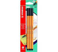 STABILO Rotulador punta fina point 88 Pack de 3 Negro