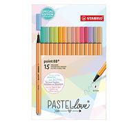 STABILO - Rotulador punta fina - point 88 - Pack de 15 - tonos pastel