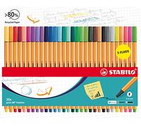 STABILO - Rotulador punta fina - point 88 - Estuche de 30 - 30 colores diferentes, incluyendo 5 colores neón.