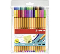 STABILO - Rotulador punta fina - point 88 - Estuche de 30 - 30 colores diferentes, incluyendo 5 colores neón.