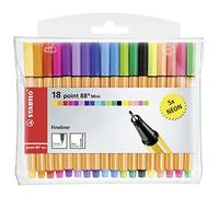 STABILO - rotulador punta fina - point 88 Mini | pack de 18 incl. 5 colores neón