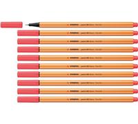 STABILO - rotulador punta fina - point 88 | pack de 10, color neón, rojo