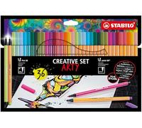 STABILO - Rotulador punta fina y rotulador premium - point 88 + Pen 68 - ARTY - Estuche de 36-17x point 88 en 17 colores, 19x Pen 68 en 19 colores