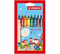 STABILO Rotulador triangular Trio Scribbi con punta amortiguada - Estuche 8 colores