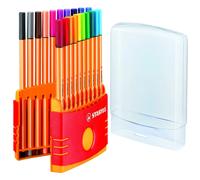 Stabilo Rotuladores Point 88 Punta de Fibra de 0.4mm Fibra con Refuerzo de Metal, Estuche de 20 Colores
