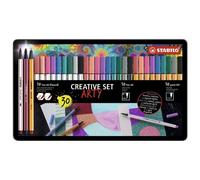 STABILO Rotuladores premium – Pen 68 brush, Pen 68 y point 88 – Estuche metálico 30 uds (10x cada)