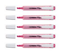 Stabilo Swing Cool - Lote de 5 rotuladores fluorescentes de bolsillo SWING COOL, punta biselada 1 a 4 mm, color rosa.