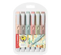 Stabilo swing cool naturecolors pack de 6 marcadores fluorescentes - cuerpo plano - punta biselada - trazo entre 1 y 4mm - tinta con base de agua - antisecado - colores surtidos