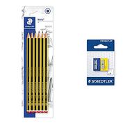 STAEDTLER 120-2BK6DAST, Lápices, Mina HB, 6 unidades, Negro + 510 50 BK2 Afilalápices de plástico. Pack con 2 sacapuntas de colores.