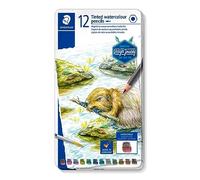 Staedtler 14610T M12 Design Journey Bolígrafos Solubles en Agua Tintados 146, Formato Sezhsknt Clásico, Recarga Suave E Intensa, 12 Acuarelas en Caja Metálica