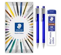 STAEDTLER 2 portaminas 777 de grafito azul y 12 minas HB de 0,5 mm