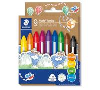 STAEDTLER 228 14 C9 Ceras Noris Jumbo extra gruesas de diseño triangular ergonómico. Estuche cartón con 9 ceras colores surtidos