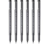 STAEDTLER 308 005-9 - Rotulador de punta fina de pigmento (punta de 0,05 mm, tinta negra, 6 unidades)