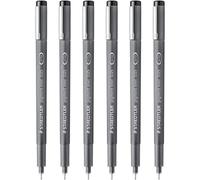 STAEDTLER 308 005-9 - Rotulador de punta fina de pigmento (punta de 0,05 mm, tinta negra, 6 unidades)