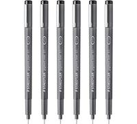 STAEDTLER 308 01-9 Pigment Liner Fineliner - Bolígrafo de punta de 0,1 mm, tinta negra, paquete de 6